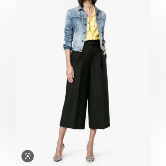 NWOT $338 Eileen fisher black silk wide leg Georgette culotte cropped pant - Picture 6 of 14